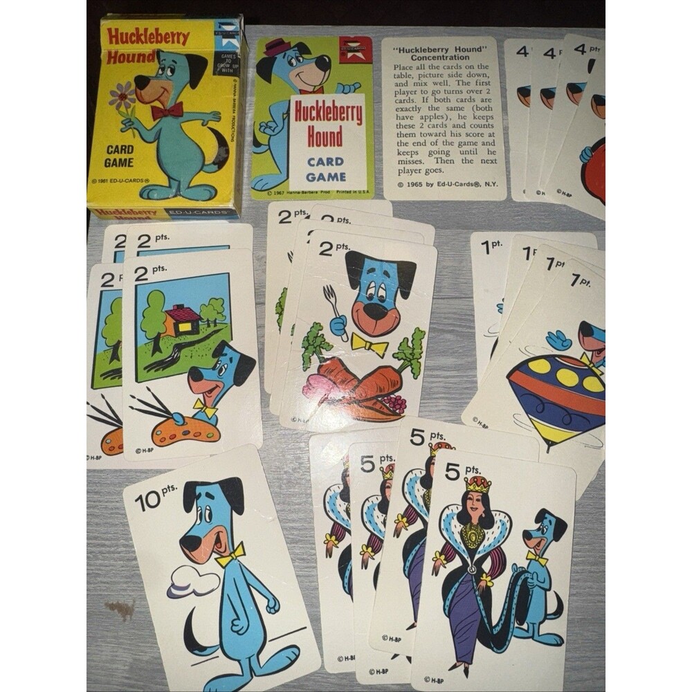 TG Hanna-Barbera HUCKLEBERRY HOUND Educational Card Game, Ed-U-Cards 1961